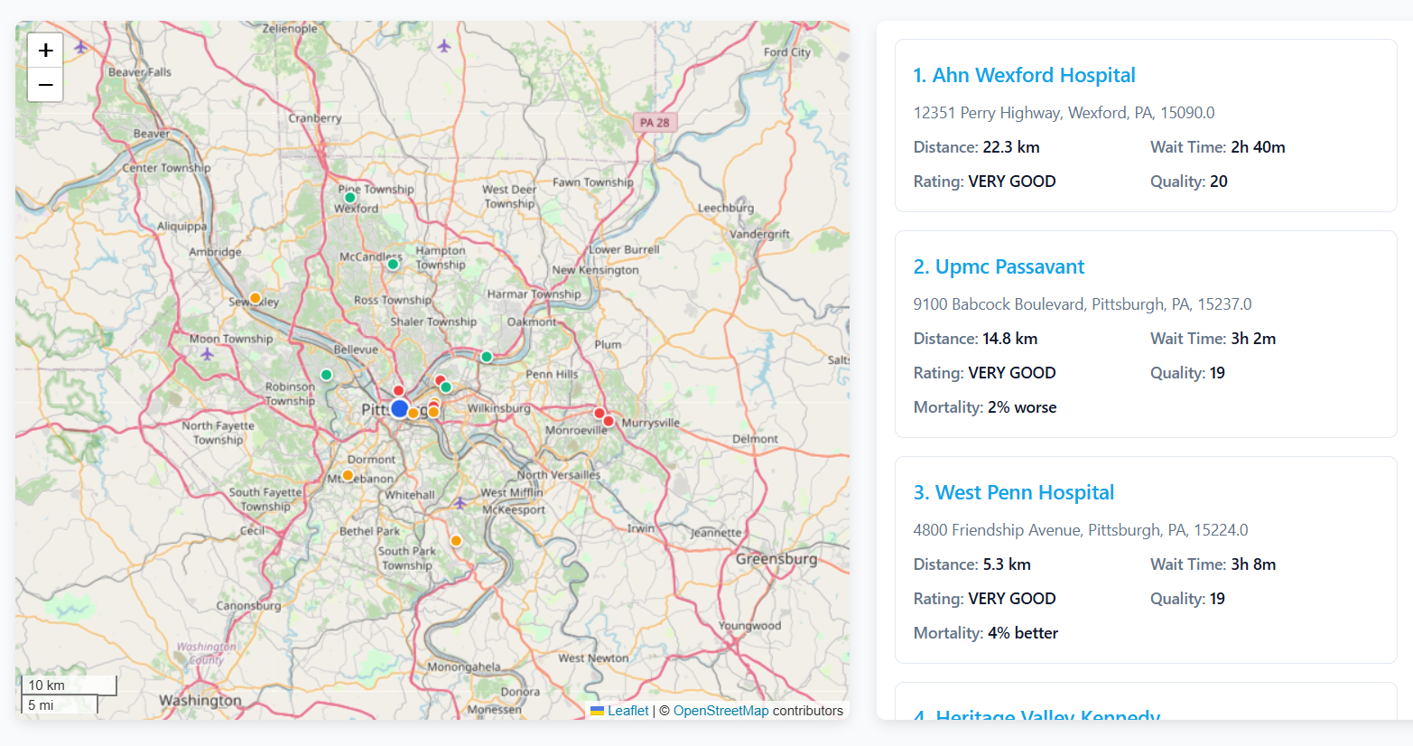 HospiTrack map screenshot